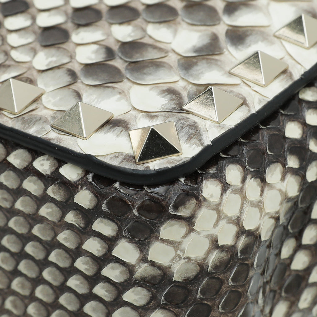 Valentino Natural Python Rockstud Chain Clutch