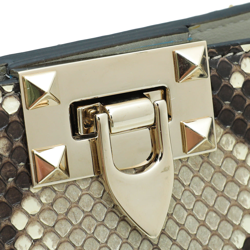 Valentino Natural Python Rockstud Chain Clutch