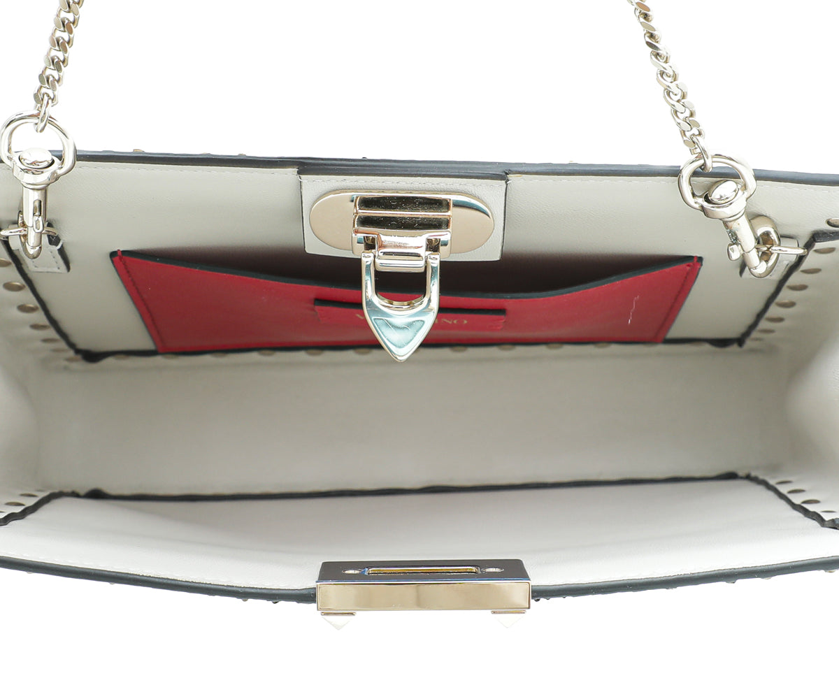 Valentino Natural Python Rockstud Chain Clutch