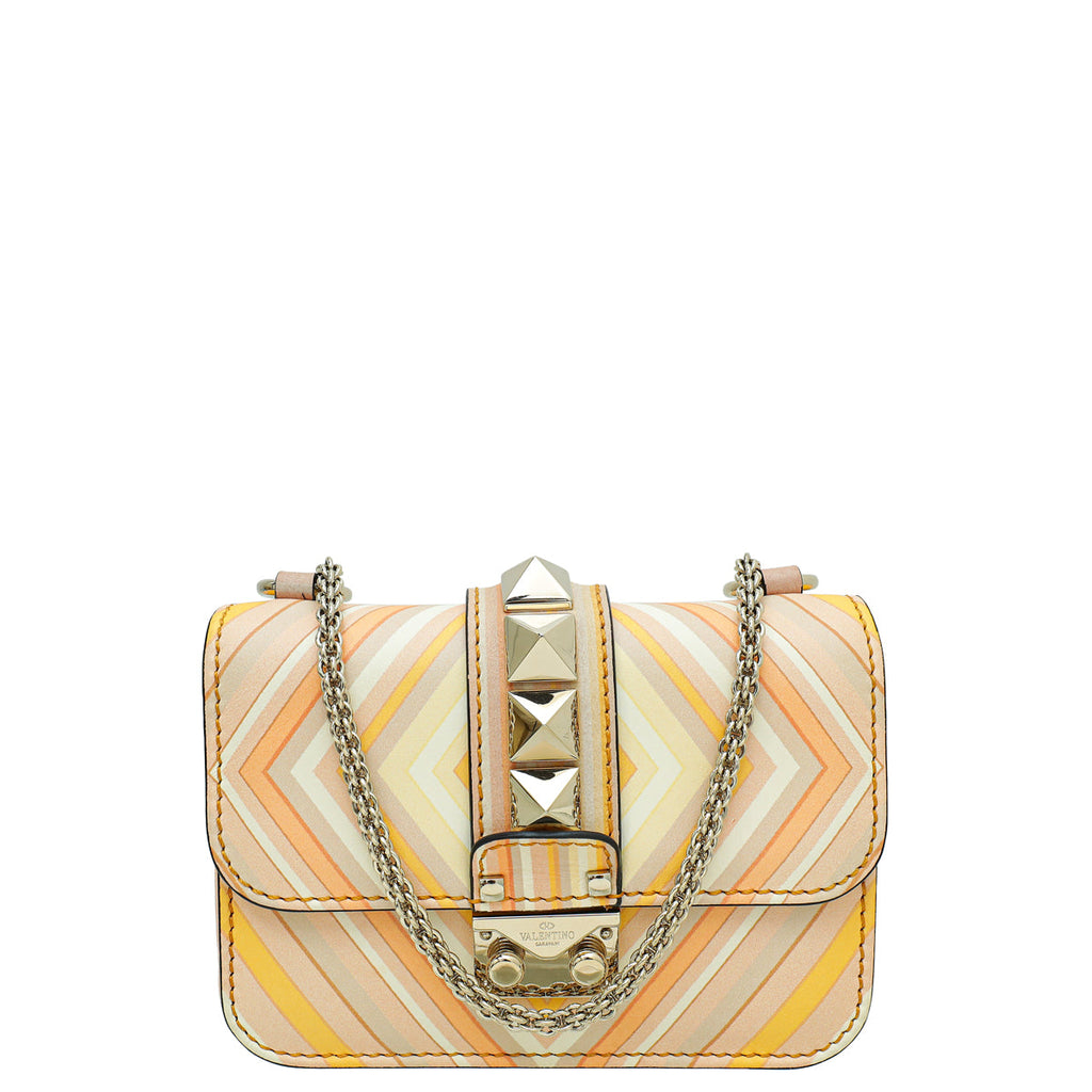 Valentino Apricot Multicolor Native Couture Rockstud Glam Lock Mini Bag