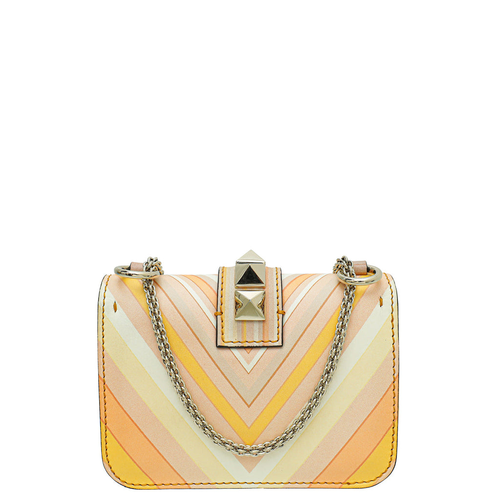 Valentino Apricot Multicolor Native Couture Rockstud Glam Lock Mini Bag