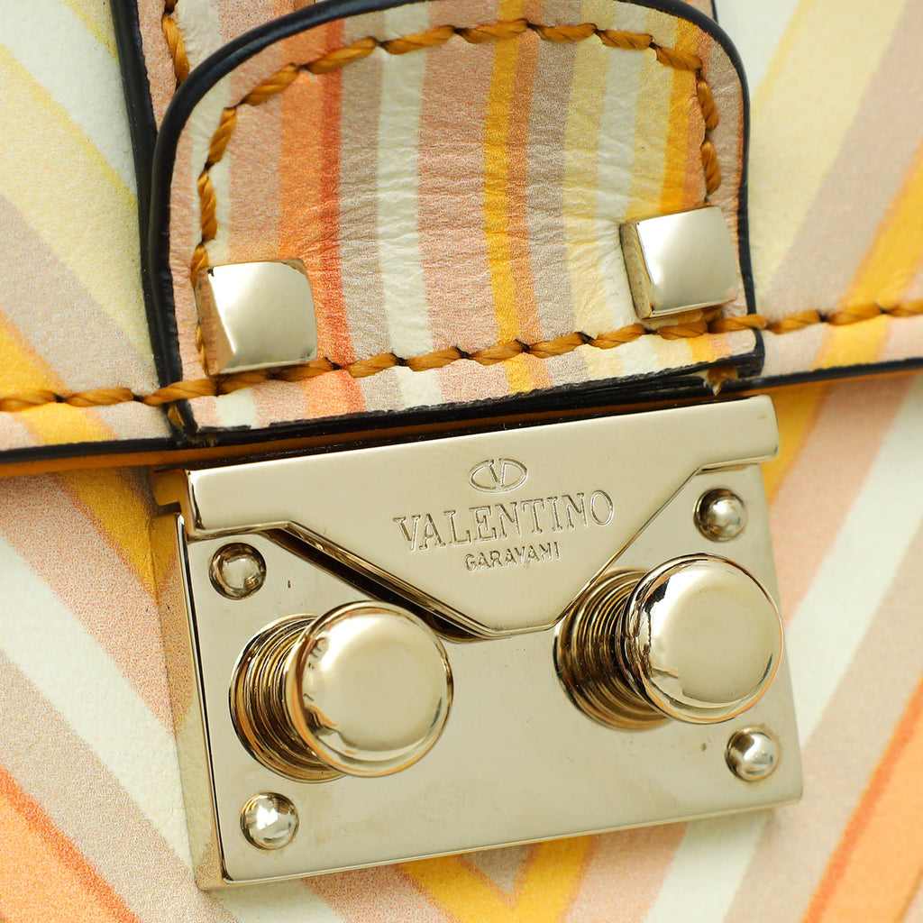 Valentino Apricot Multicolor Native Couture Rockstud Glam Lock Mini Bag