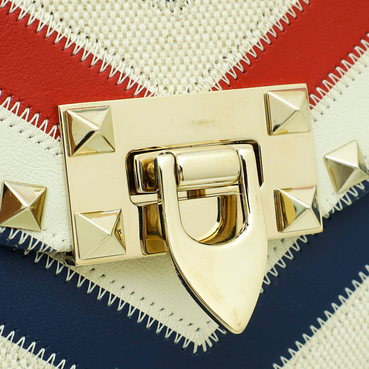 Valentino Tricolor Rockstud Chevron Print Flap Shoulder Bag