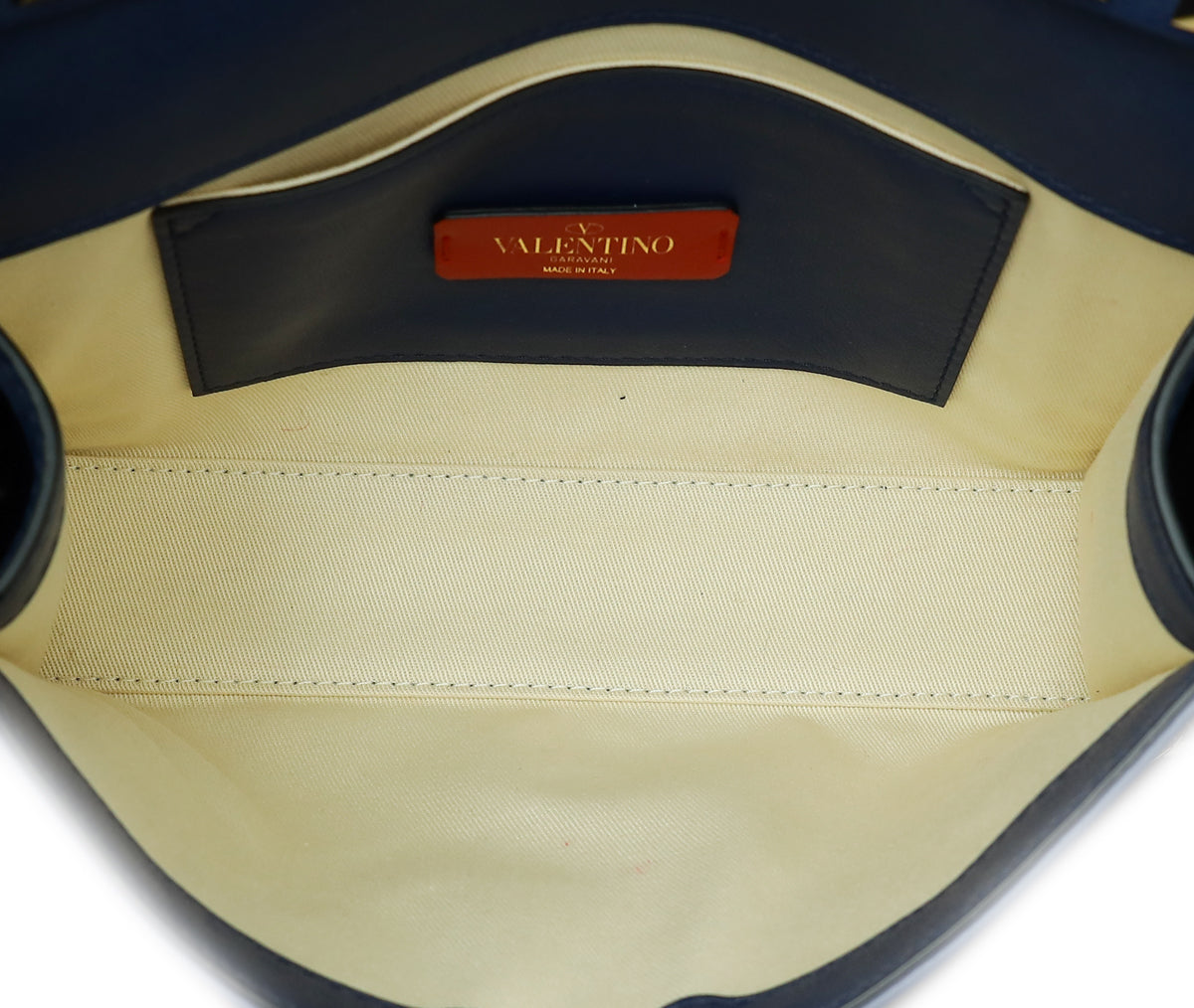 Valentino Tricolor Rockstud Chevron Print Flap Shoulder Bag