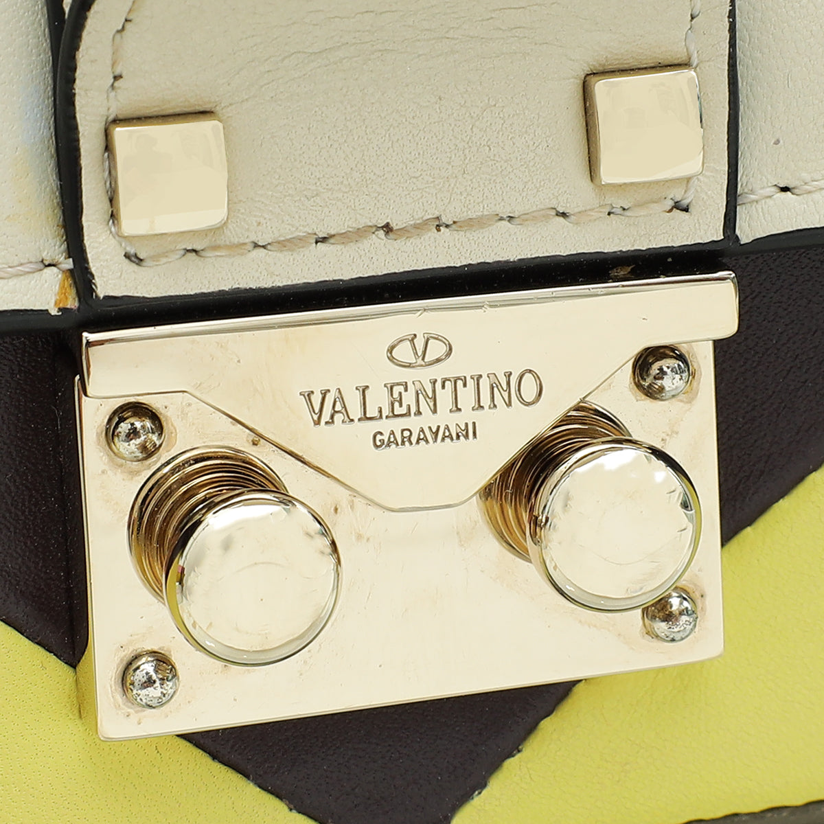 Valentino Multicolor Colorblock Rockstud Glam Lock Bag