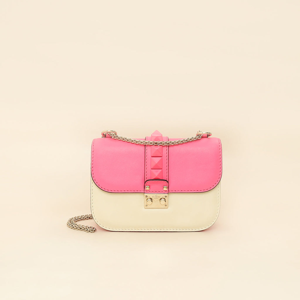 Valentino Bicolor Rockstud Glam Lock Chain Small Bag