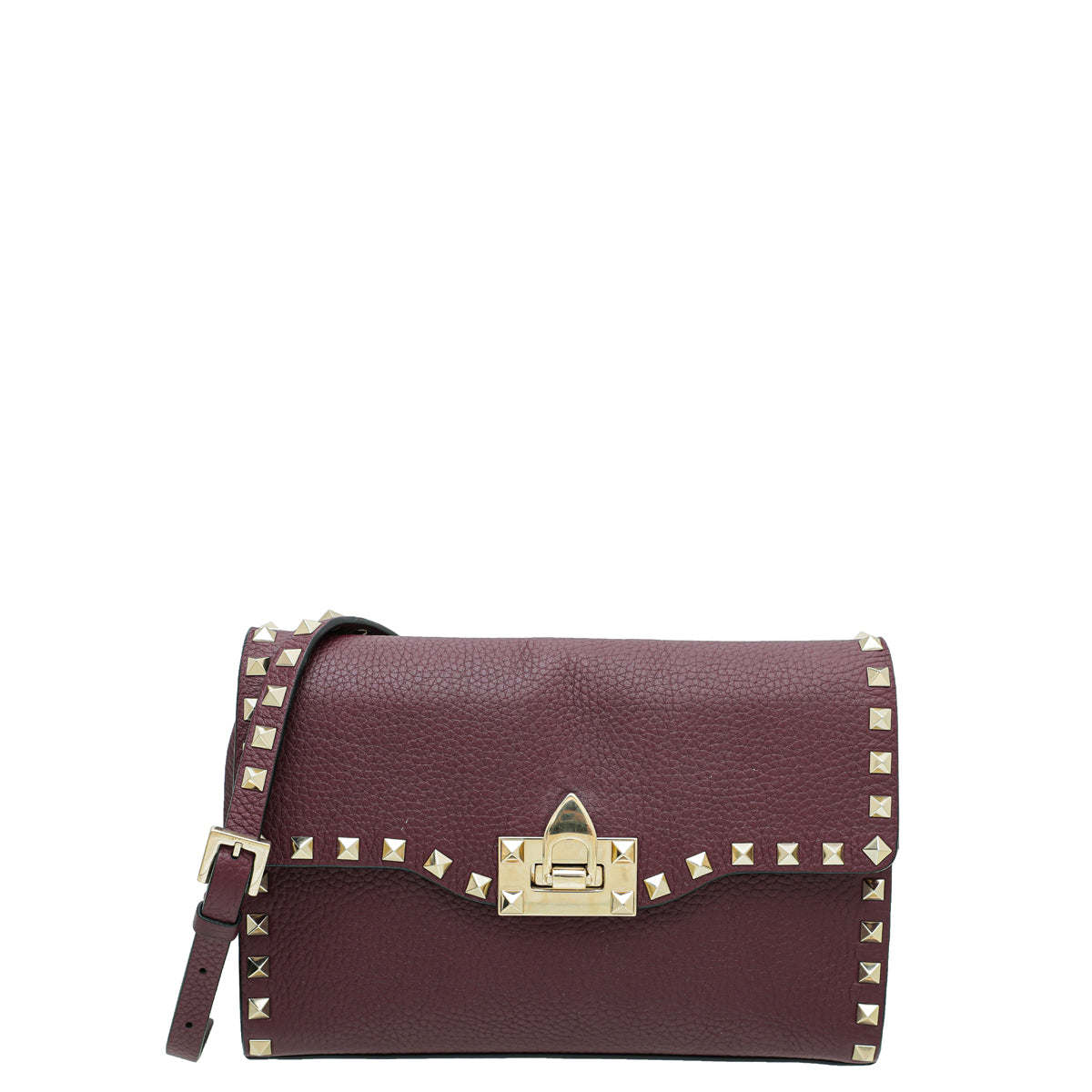 Valentino Burgundy Rockstud Flap Small Crossbody Bag