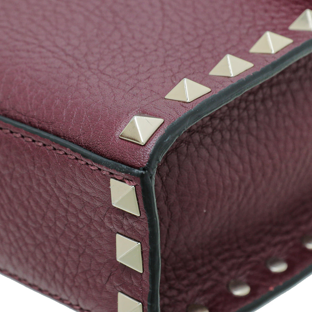 Valentino Burgundy Rockstud Flap Small Crossbody Bag