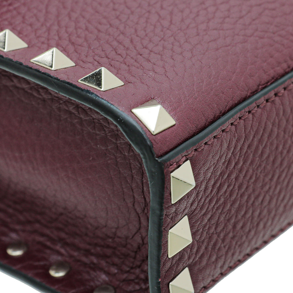 Valentino Burgundy Rockstud Flap Small Crossbody Bag