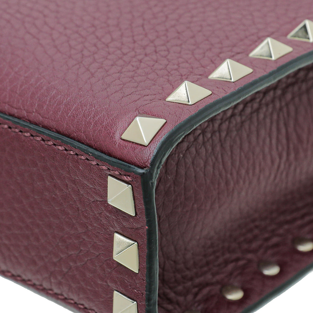 Valentino Burgundy Rockstud Flap Small Crossbody Bag