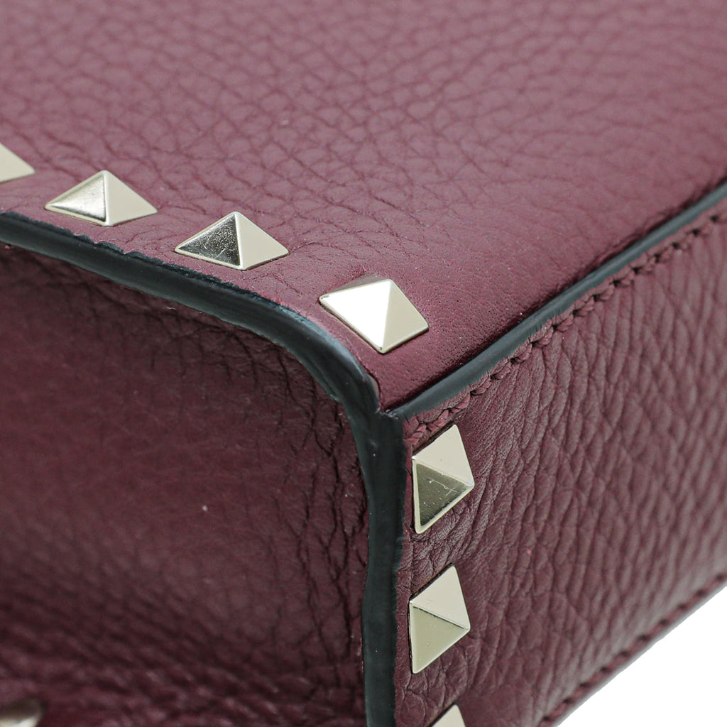 Valentino Burgundy Rockstud Flap Small Crossbody Bag
