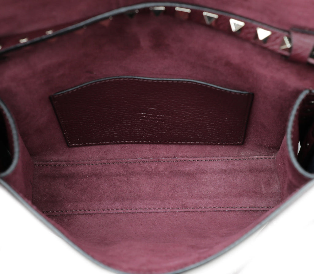 Valentino Burgundy Rockstud Flap Small Crossbody Bag