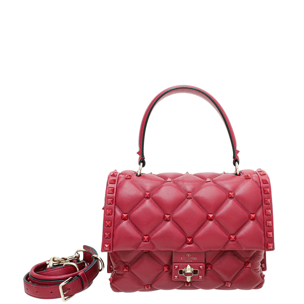 Valentino Red Candystud Top Handle Medium Bag