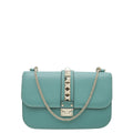 Valentino Aqua Green Glamlock Rockstud Medium Flap Chain Bag