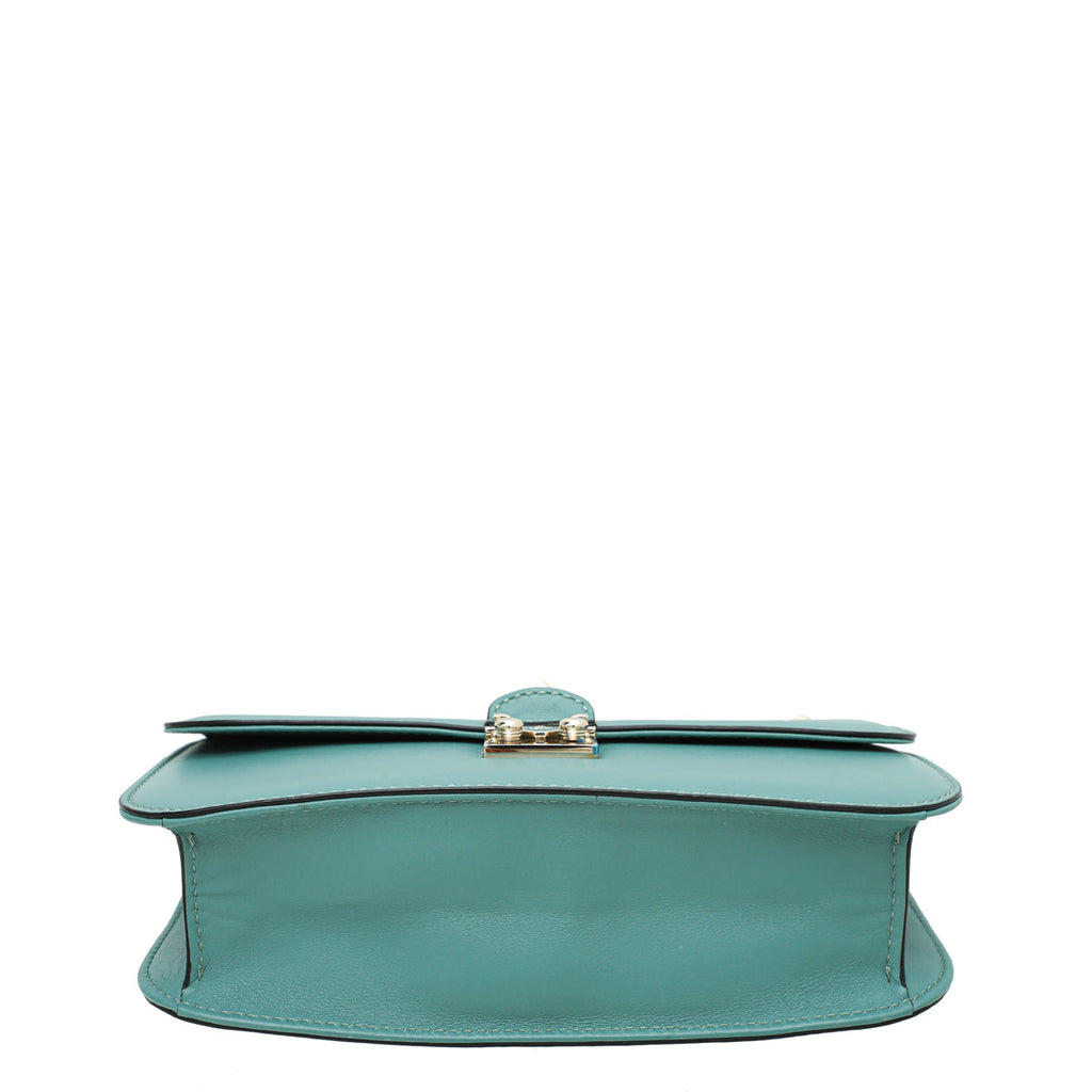 Valentino Aqua Green Glamlock Rockstud Medium Flap Chain Bag