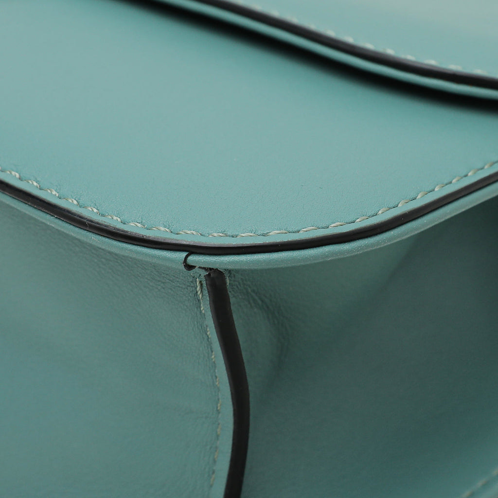 Valentino Aqua Green Glamlock Rockstud Medium Flap Chain Bag