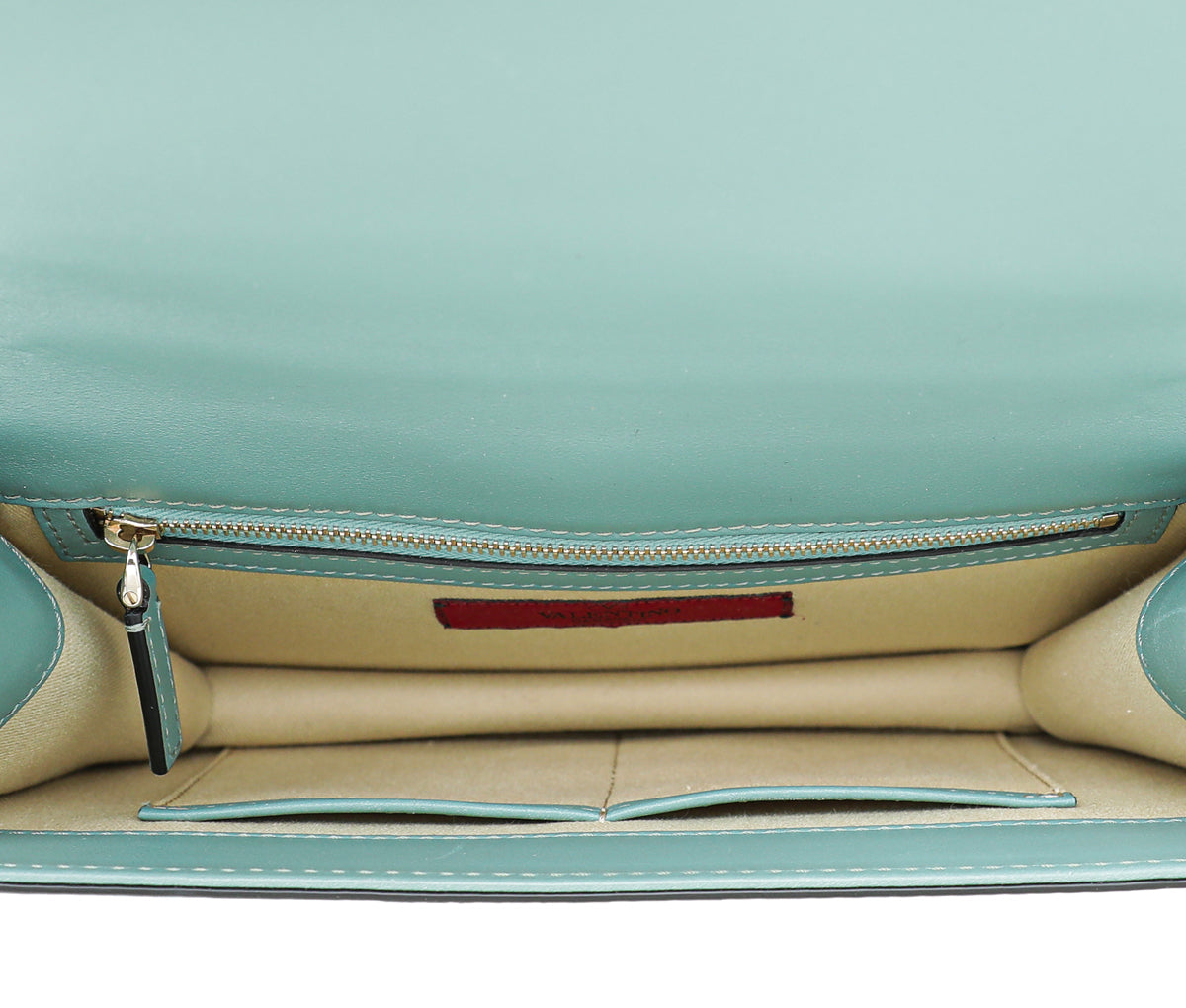 Valentino Aqua Green Glamlock Rockstud Medium Flap Chain Bag