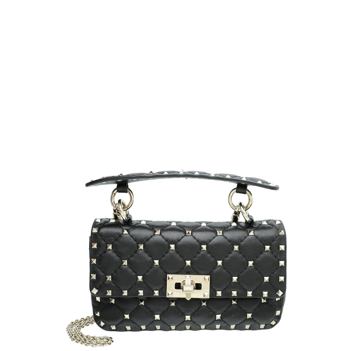 Valentino Black Spike Rockstud Small Flap Bag