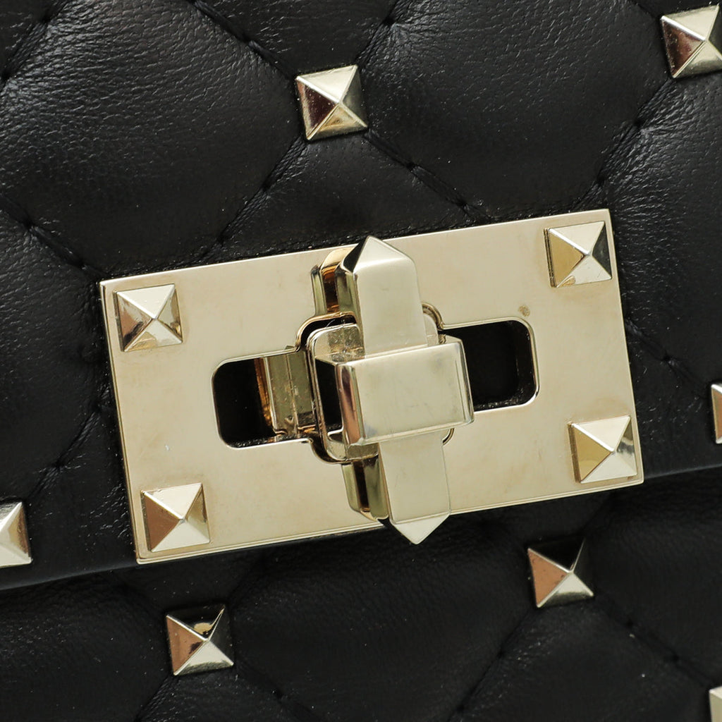 Valentino Black Spike Rockstud Small Flap Bag