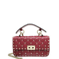 Valentino Burgundy Rockstud Spike Small Chain Bag