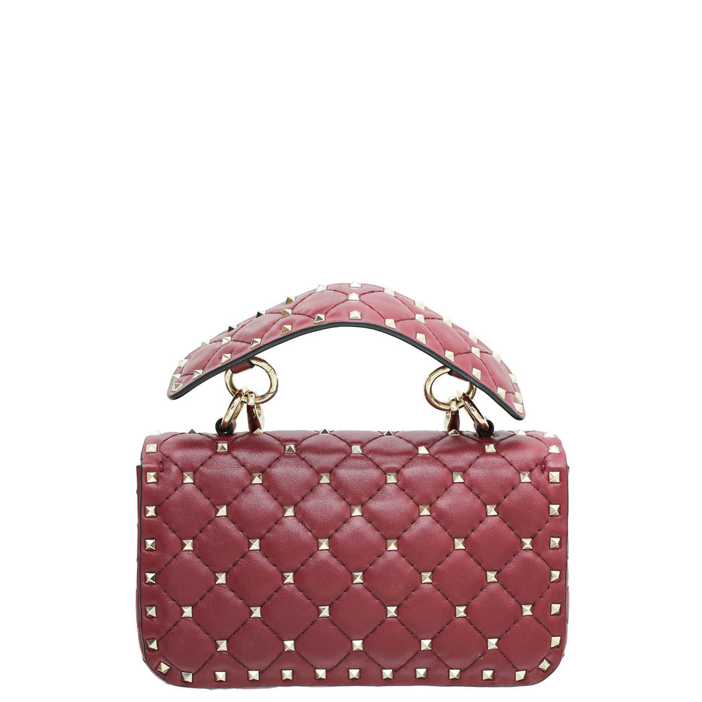 Valentino Burgundy Rockstud Spike Small Chain Bag