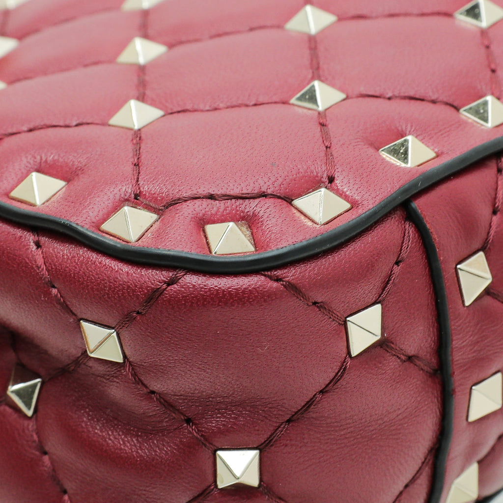 Valentino Burgundy Rockstud Spike Small Chain Bag