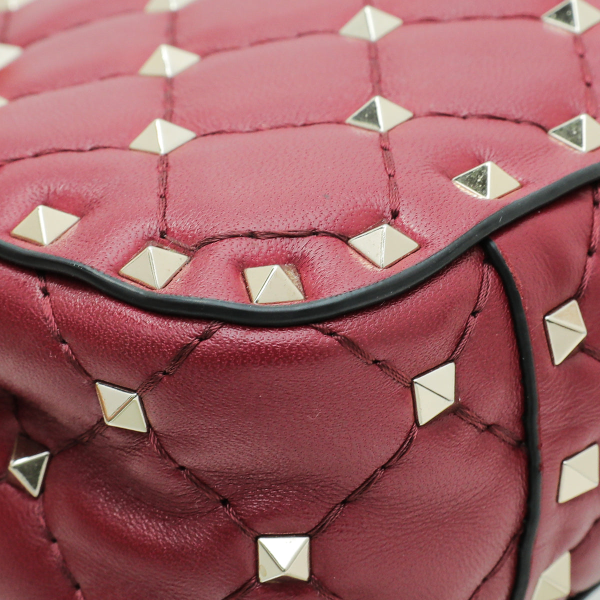 Valentino Burgundy Rockstud Spike Small Chain Bag