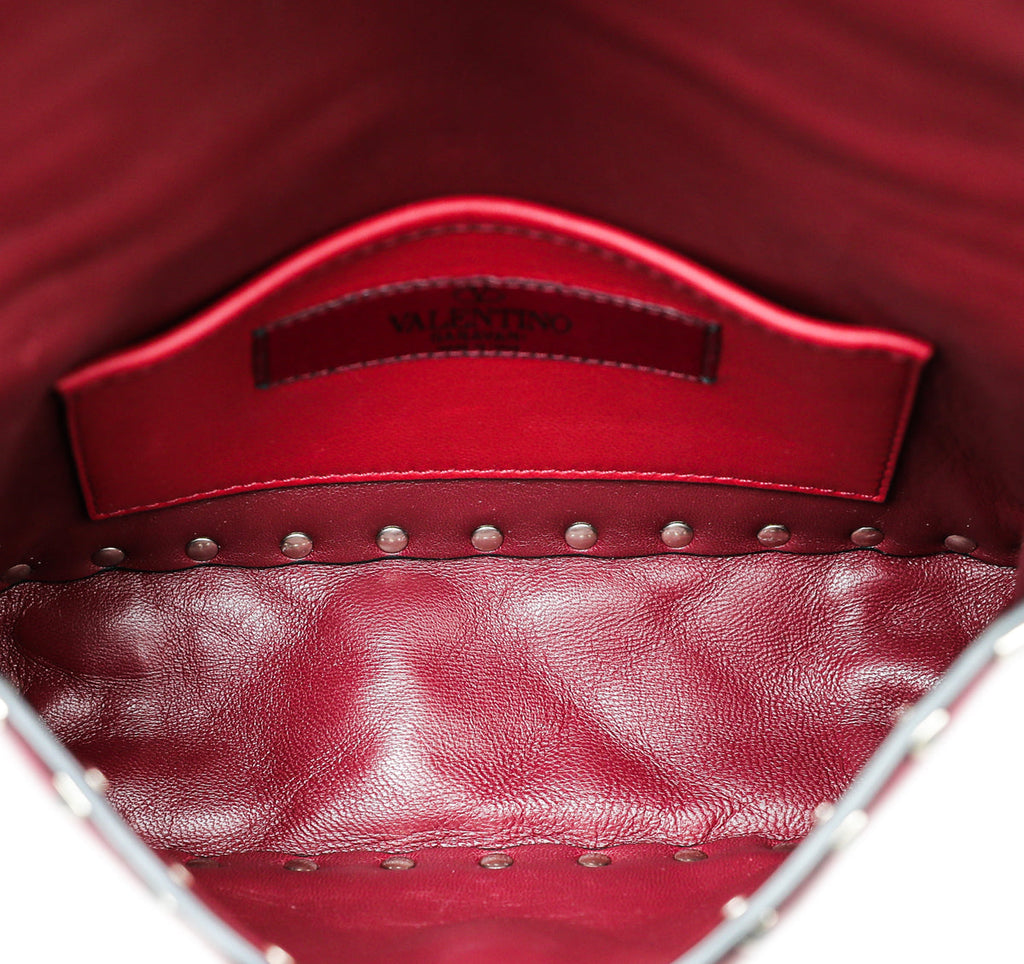 Valentino Burgundy Rockstud Spike Small Chain Bag