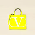 Valentino Neon Yellow VLogo Print Tote Bag