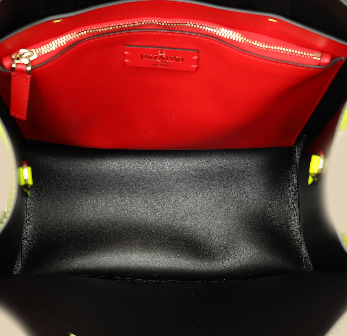 Valentino Neon Yellow VLogo Print Tote Bag