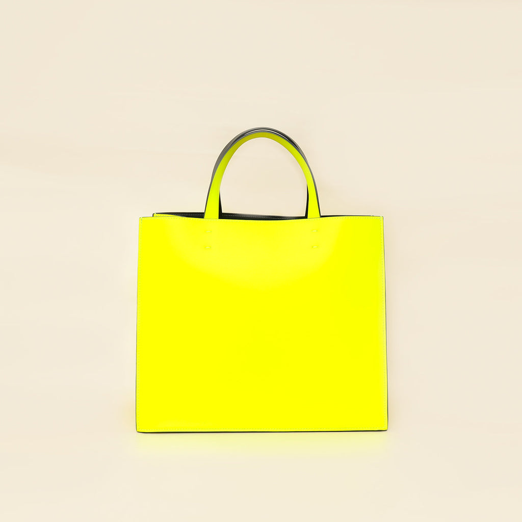 Valentino Neon Yellow VLogo Print Tote Bag