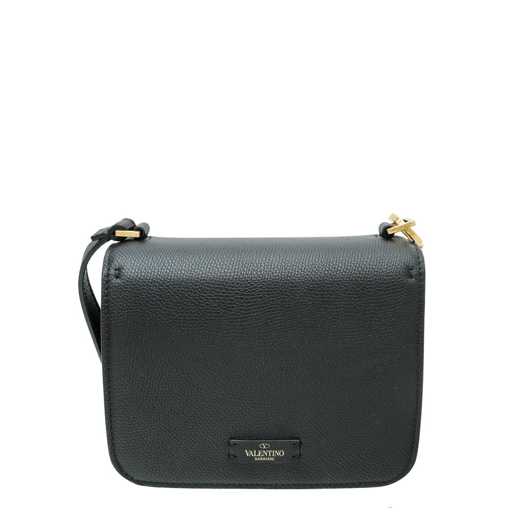 Valentino Black VLOGO Small Flap Bag