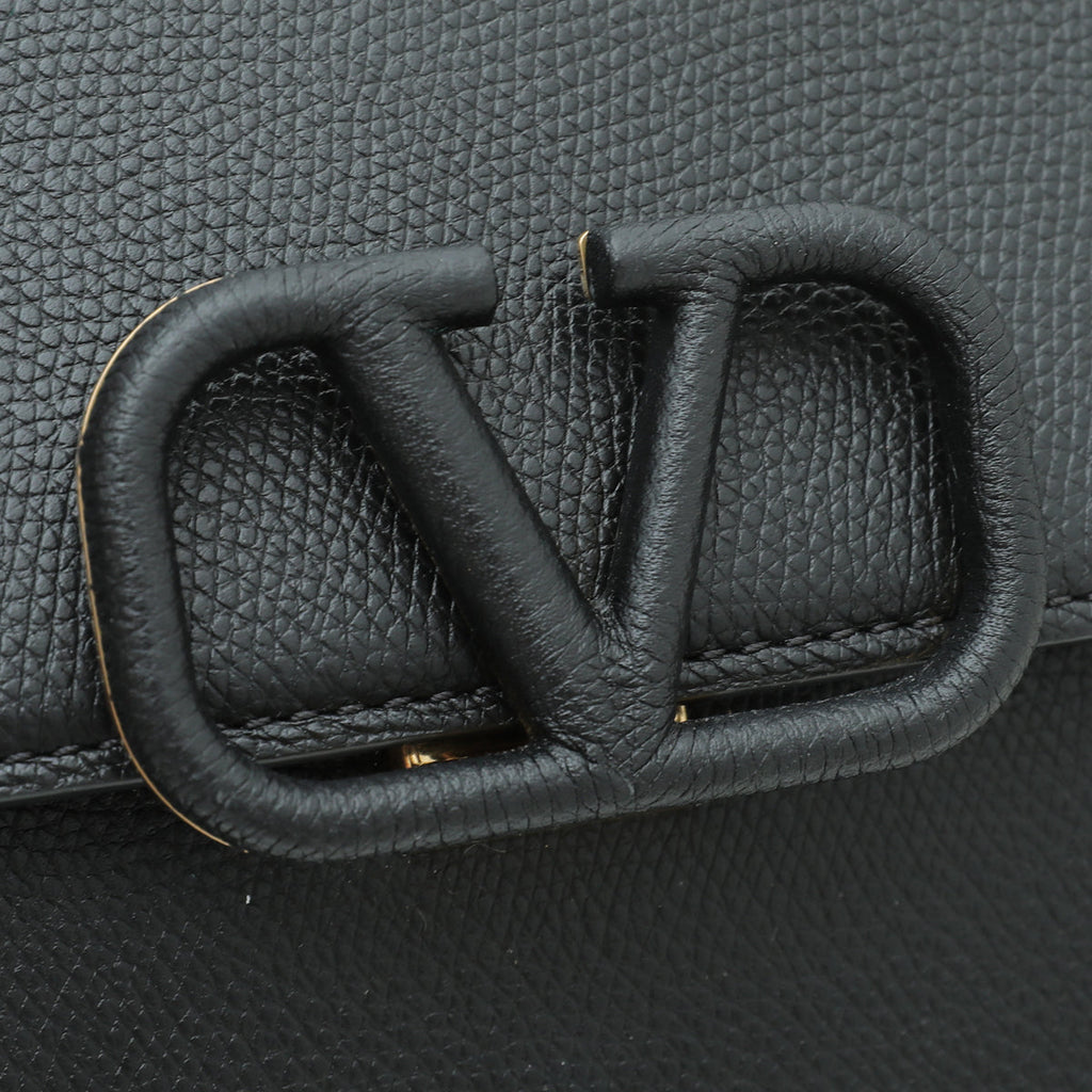Valentino Black VLOGO Small Flap Bag