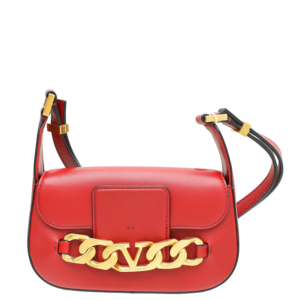 Valentino Red Vlogo Chain Shoulder Bag