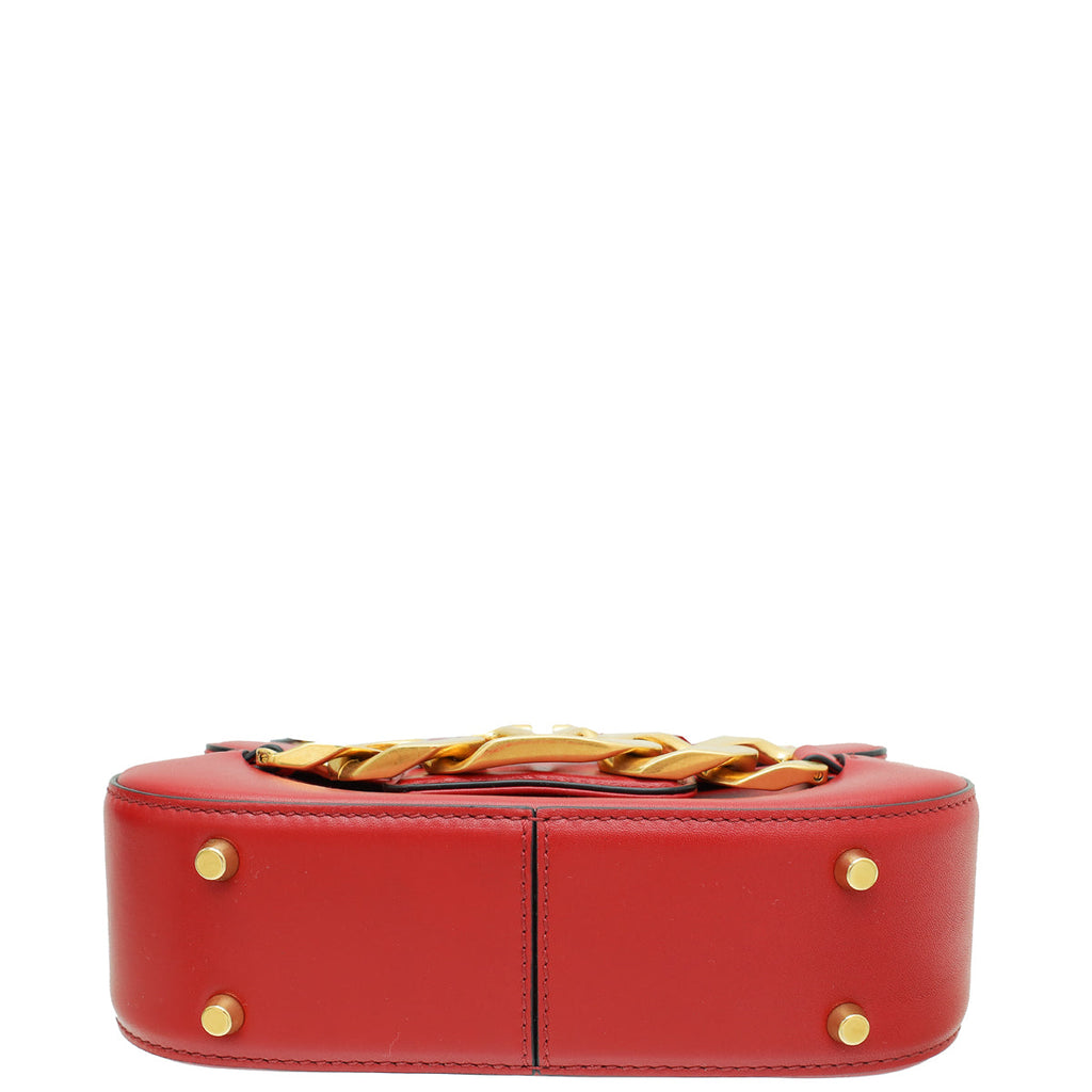 Valentino Red Vlogo Chain Shoulder Bag