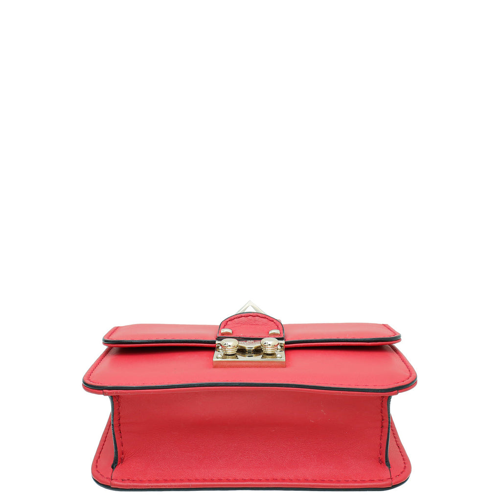 Valentino Red Glamlock Mini Chain Shoulder Bag