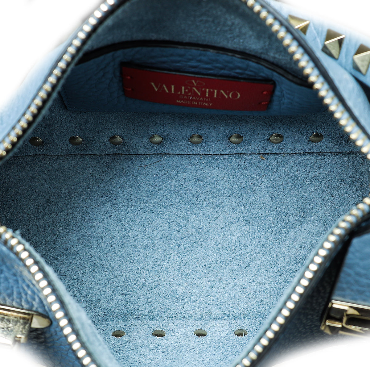 Valentino Blue Rockstud Zipped Crossbody Small Bag