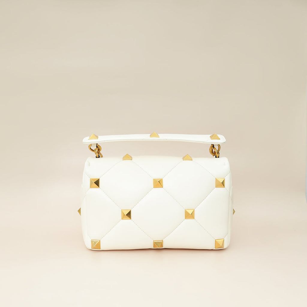 Valentino Light Ivory Roman Stud The Shoulder Bag