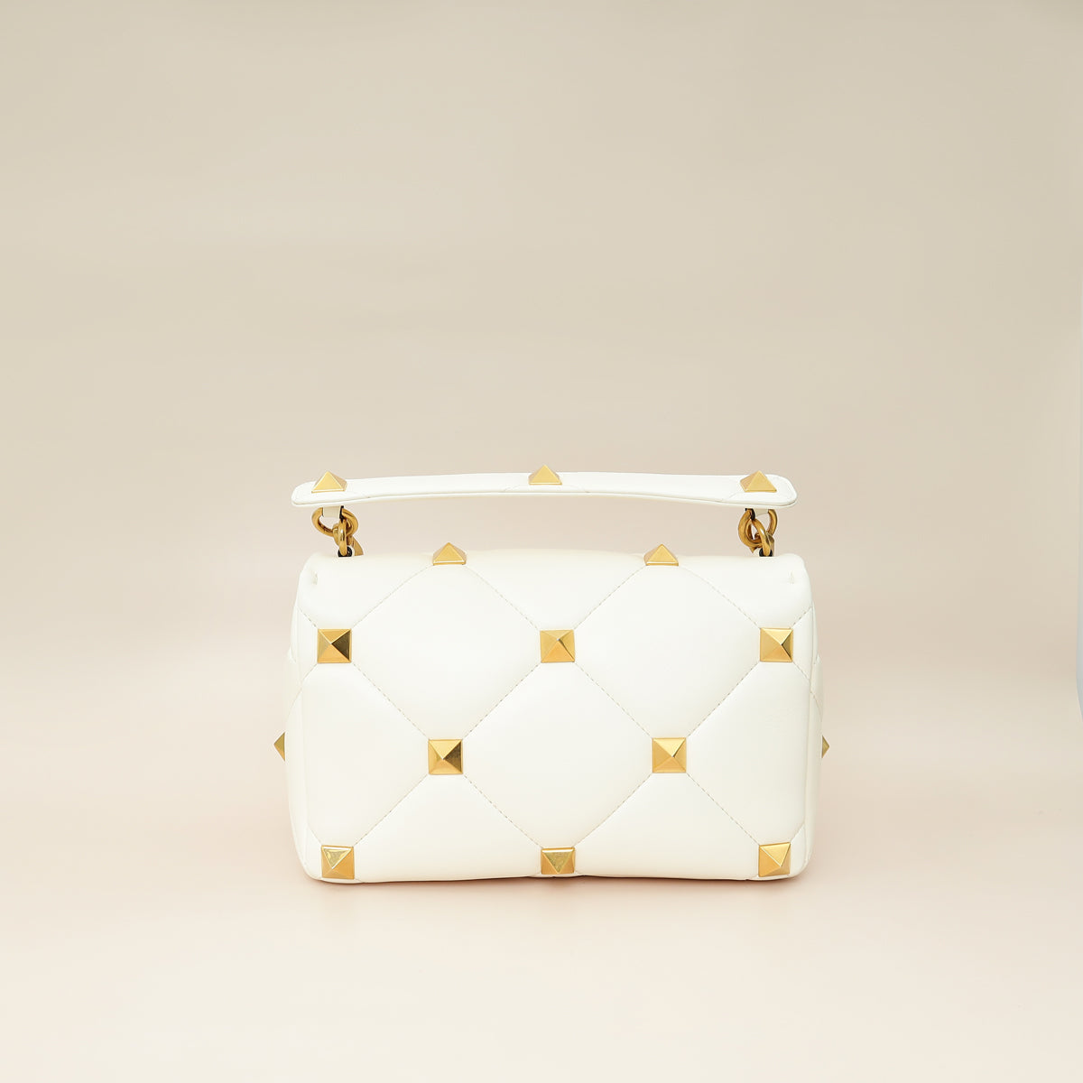 Valentino Light Ivory Roman Stud The Shoulder Bag