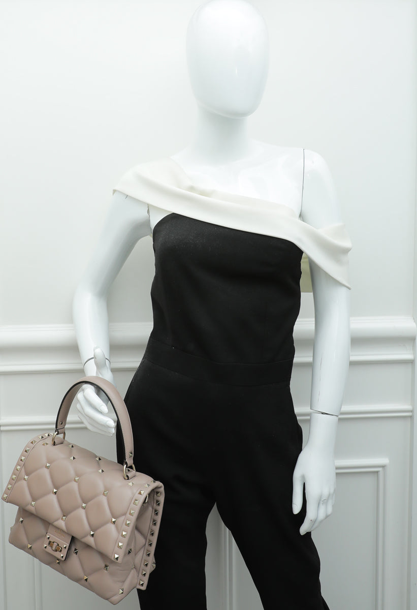 Valentino Poudre Nappa Candystud Top Handle Medium Bag