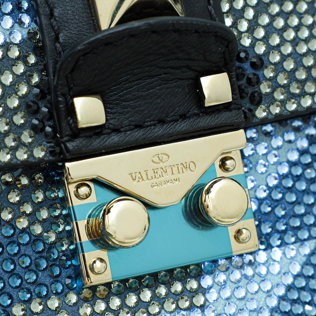 Valentino Bicolor Crystal Glam Lock Rockstud Small Shoulder Bag