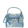 Valentino Blue Denim Butterfly Embroidered My Rockstud Frame Small Bag