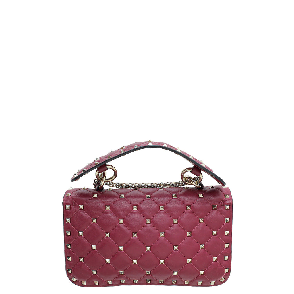 Valentino Dark Fuchsia Rockstud Spike Small Shoulder Bag