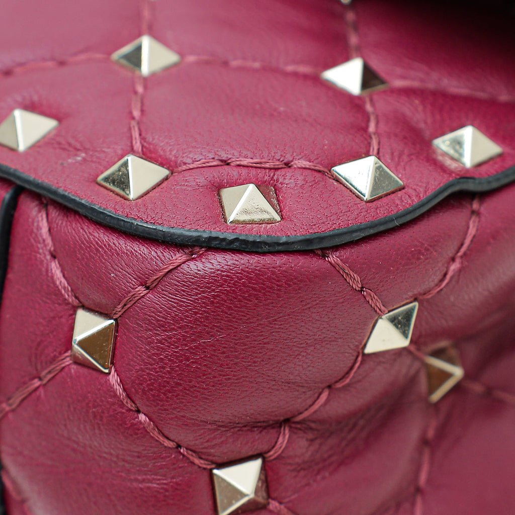 Valentino Dark Fuchsia Rockstud Spike Small Shoulder Bag