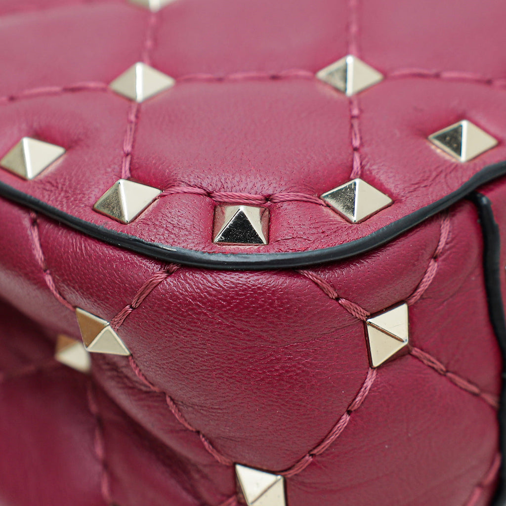 Valentino Dark Fuchsia Rockstud Spike Small Shoulder Bag