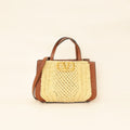 Valentino Bicolor Vlogo Signature Raffia Top Handle Bag