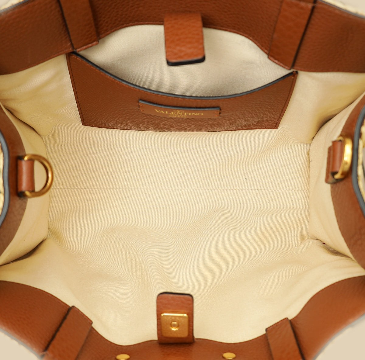 Valentino Bicolor Vlogo Signature Raffia Top Handle Bag