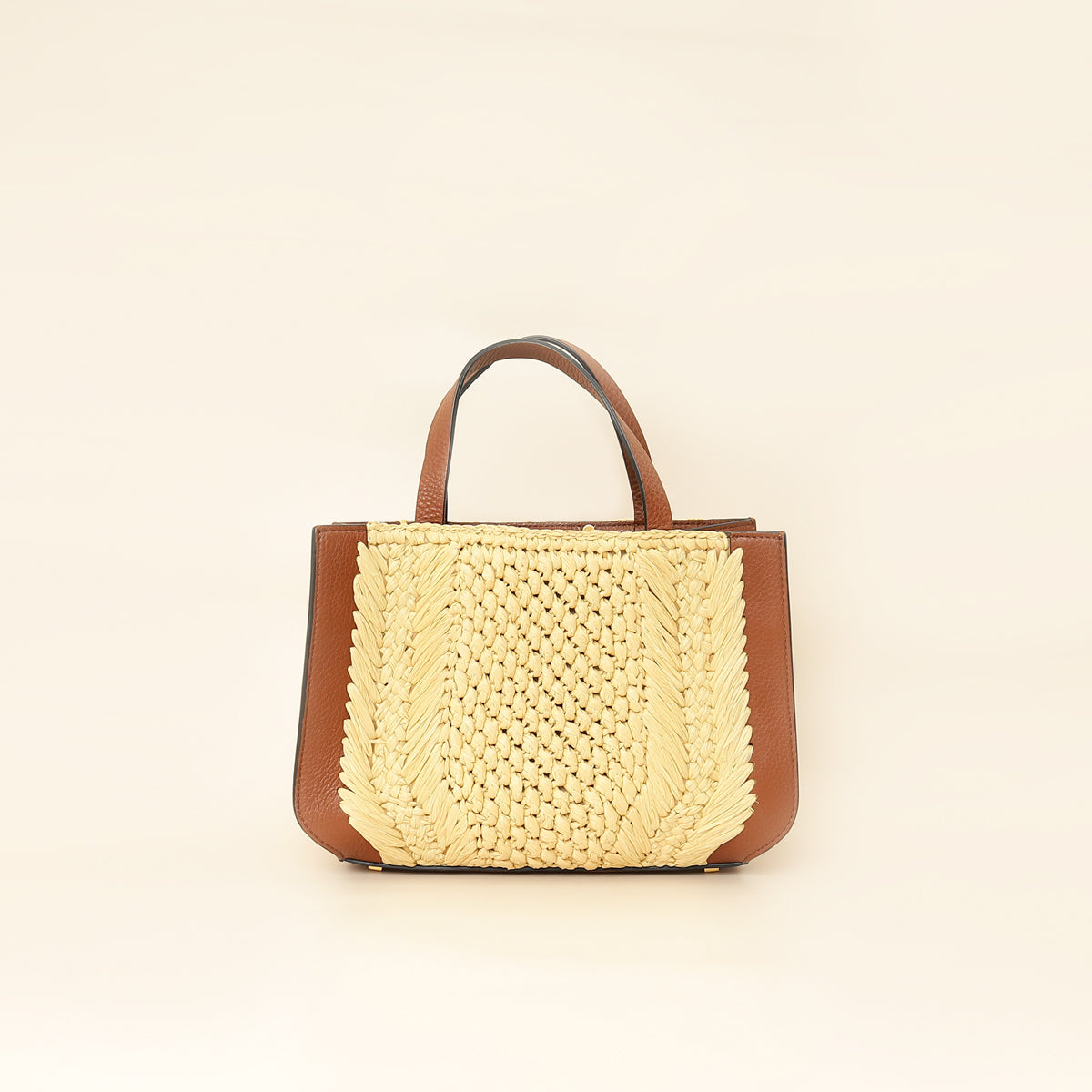 Valentino Bicolor Vlogo Signature Raffia Top Handle Bag