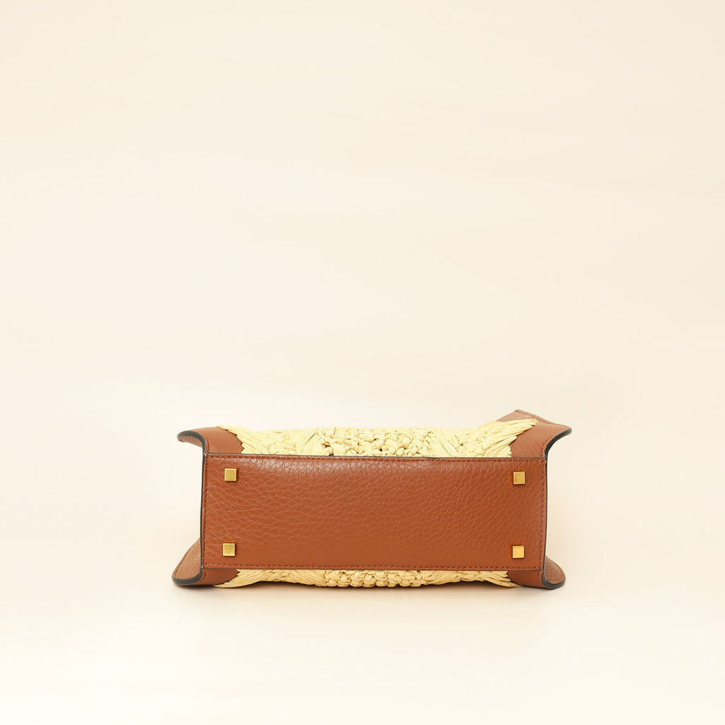 Valentino Bicolor Vlogo Signature Raffia Top Handle Bag