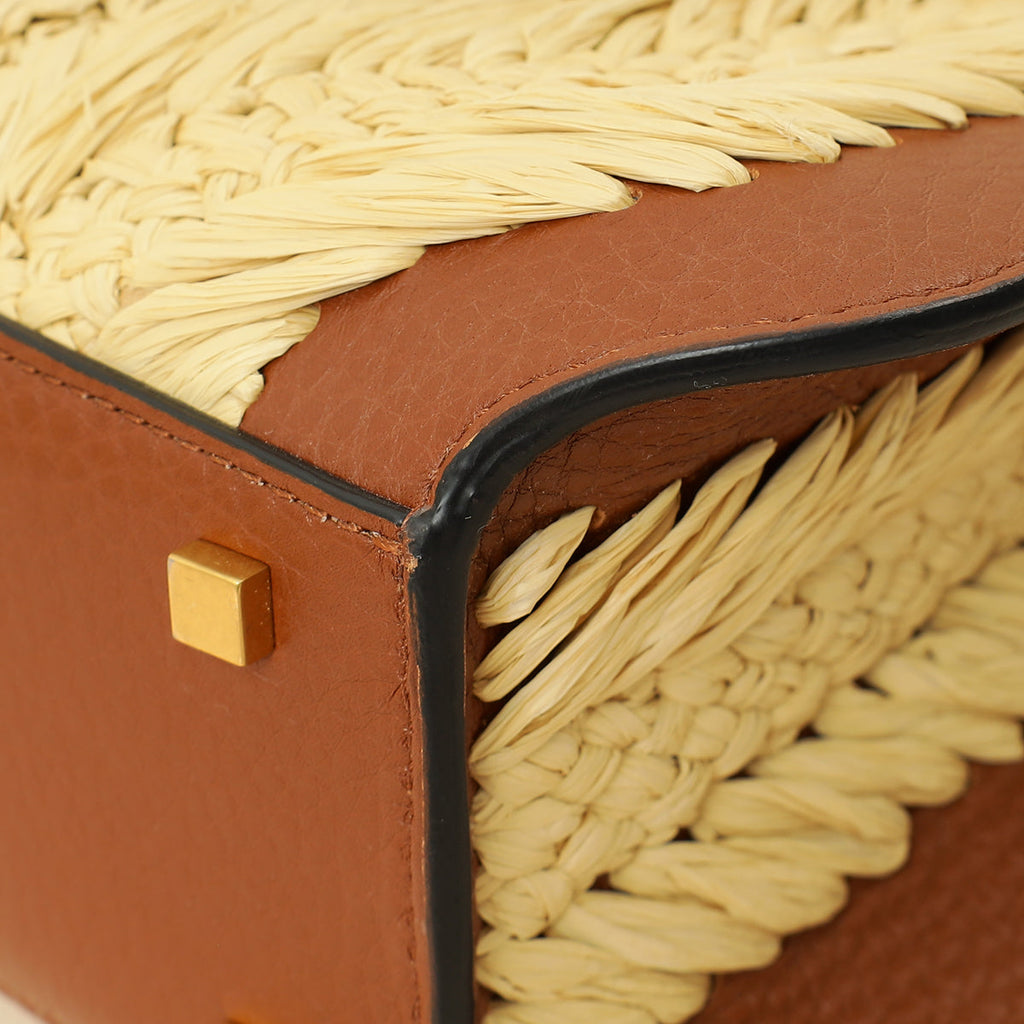 Valentino Bicolor Vlogo Signature Raffia Top Handle Bag